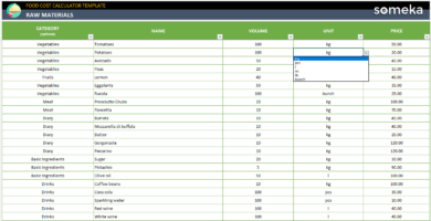 Food-Cost Calculator-Someka-Excel-Template-SS2