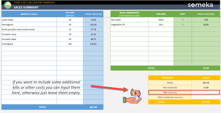 Food-Cost Calculator-Someka-Excel-Template-SS5