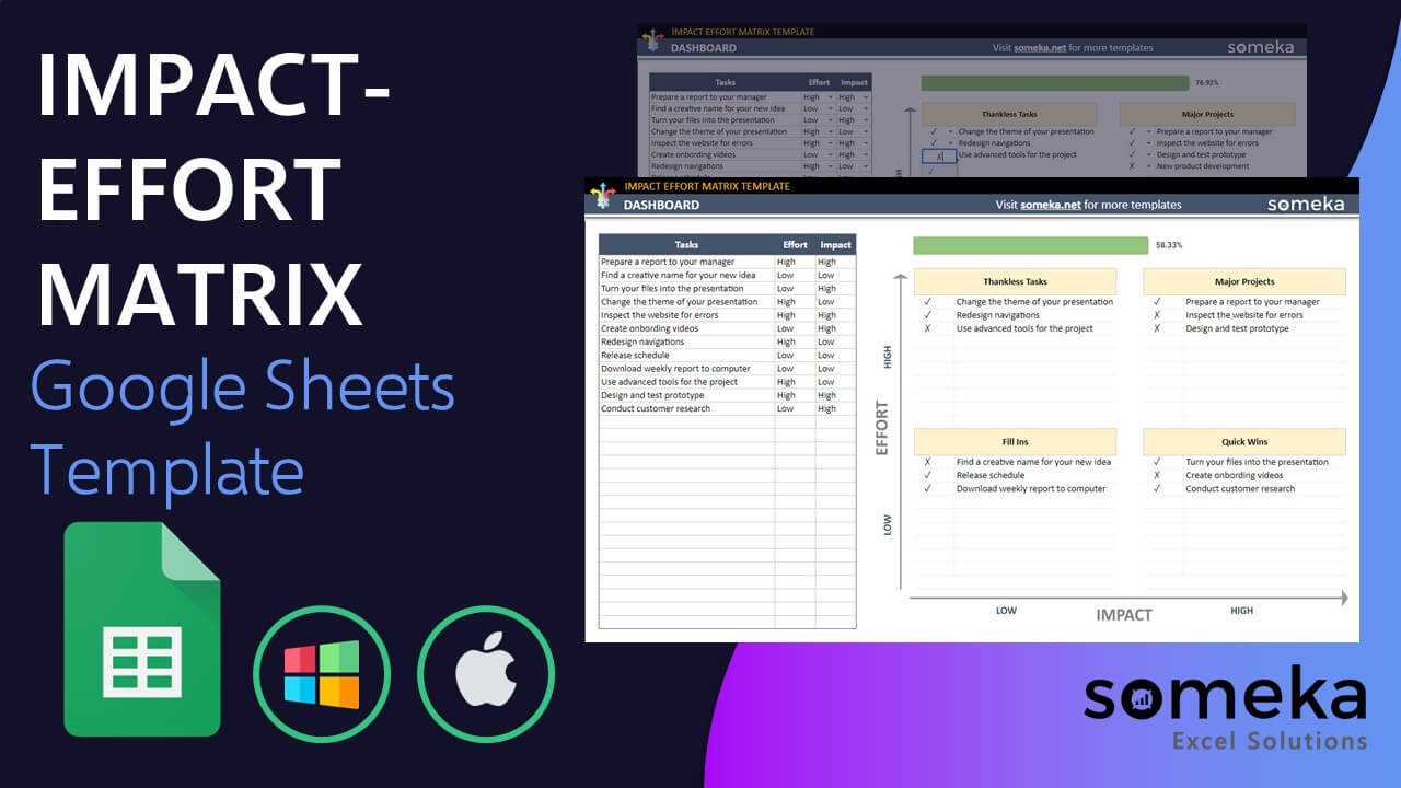 Impact Effort Matrix - Someka Google Sheets Template Video