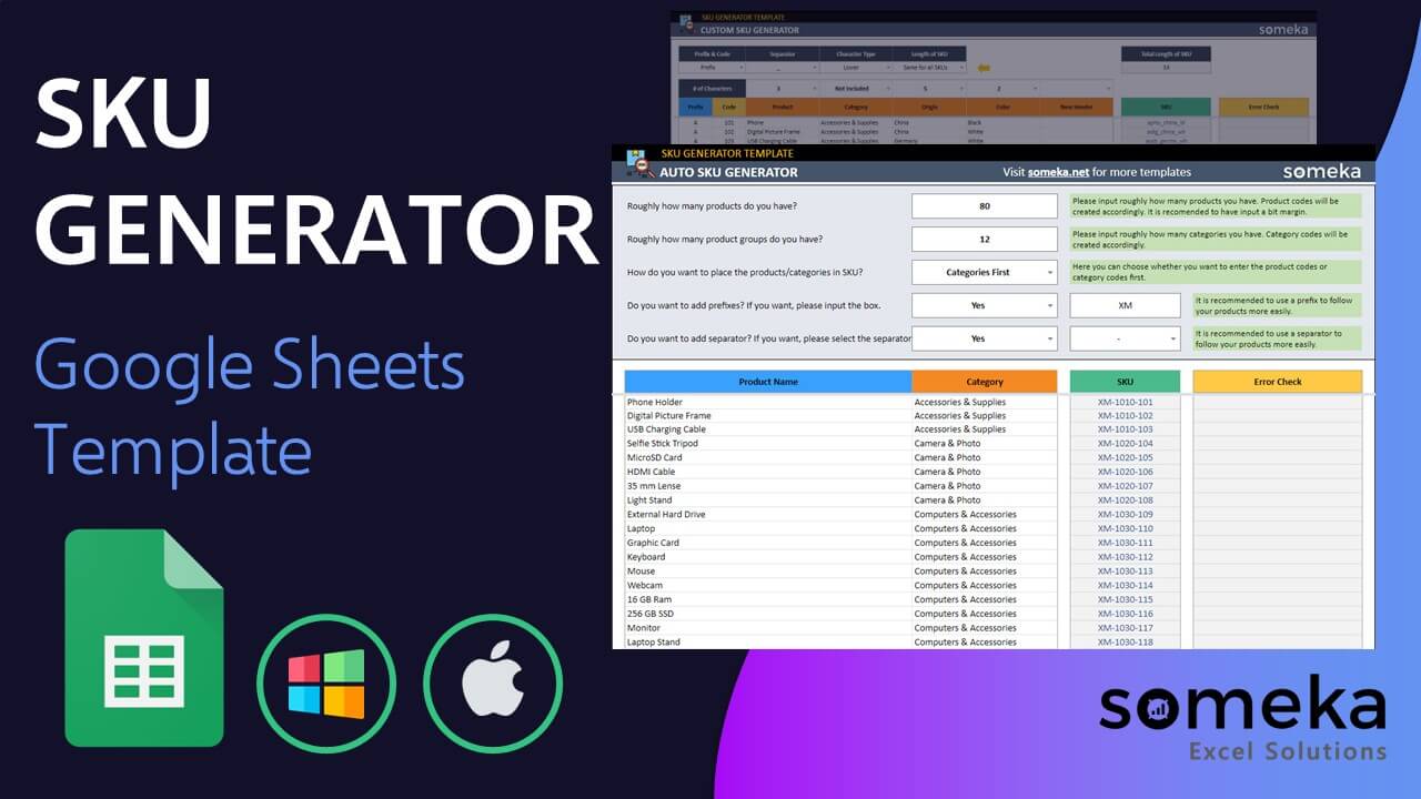 SKU Generator Template - Someka Google Sheets Template Video