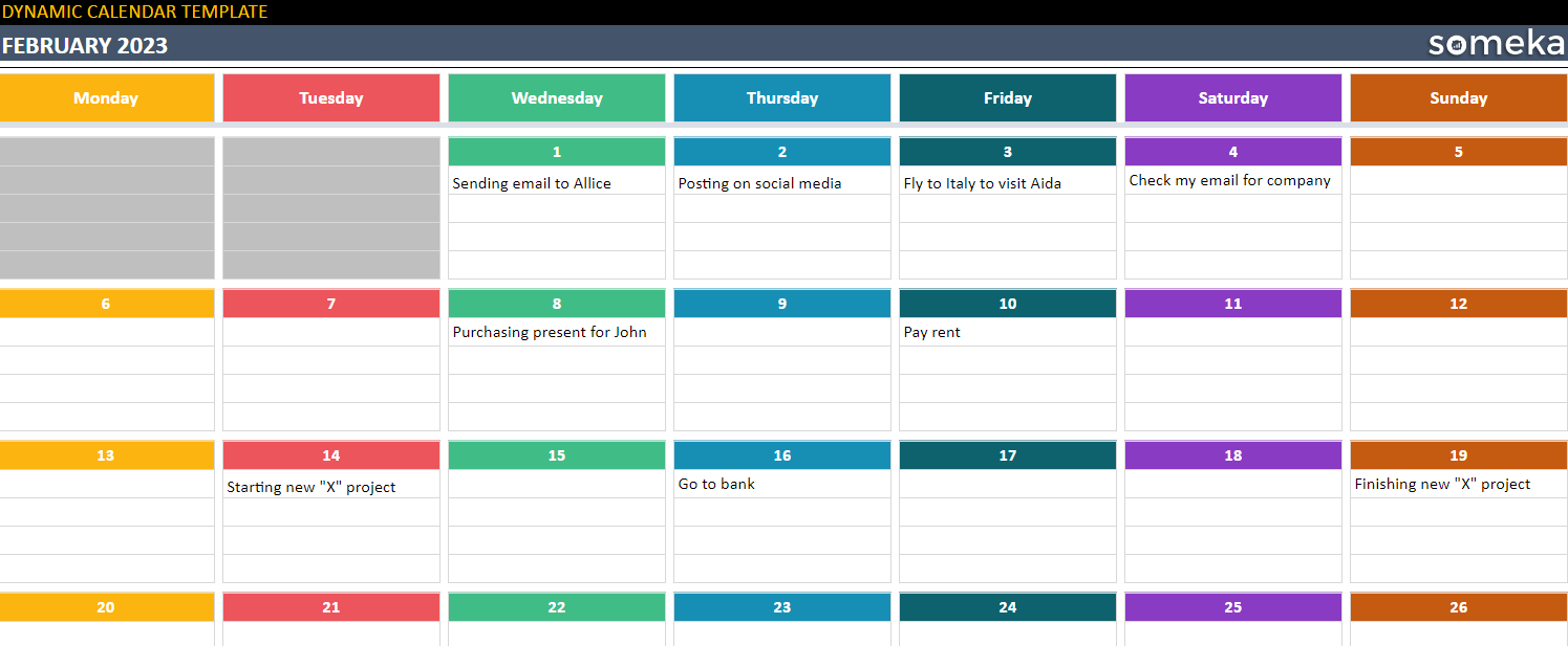 Monthly task planner