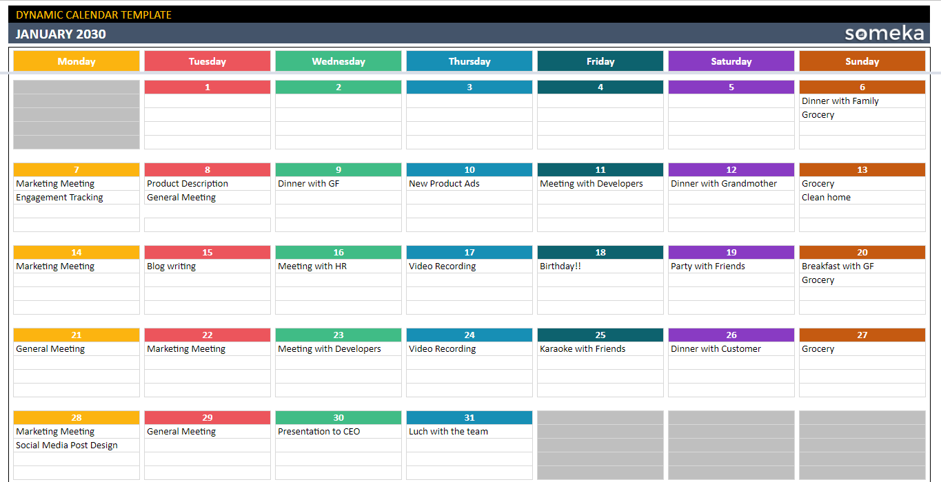 Create A Dynamic Calendar In Google Sheets Aria Noor