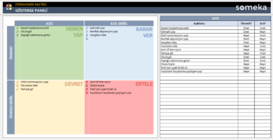 Eisenhower Matrisi Excel Şablonu