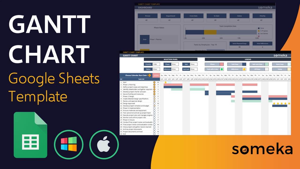 Gantt Chart Template - Someka Google Sheets Template Video