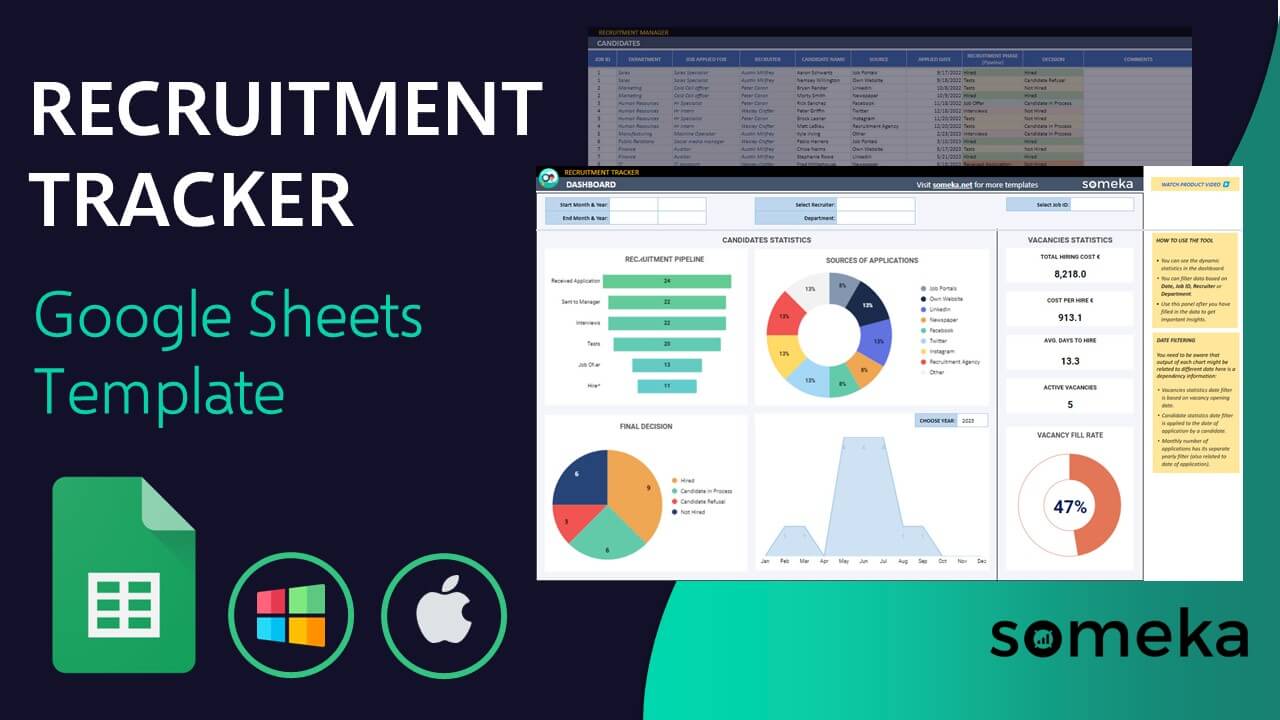 Recruitment Tracker Template - Someka Google Sheets Template Video