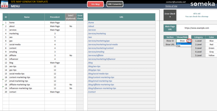 Sitemap-Generator-Someka-Excel-Template-SS6