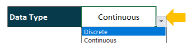 Choose discrete or continuous of data type