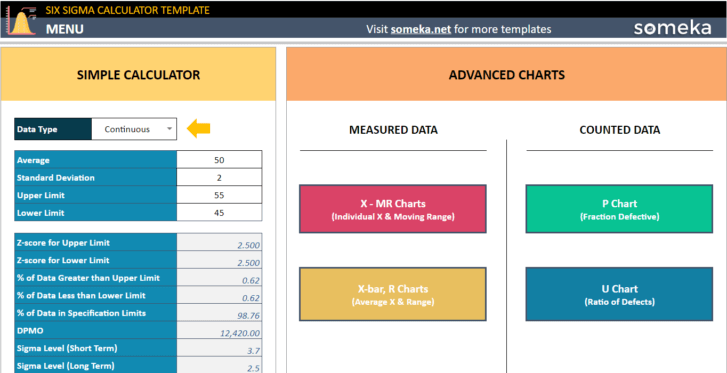 Six-Sigma-Calculator-Someka-Google-Sheets-Template-SS2