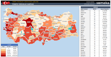 Türkiye Yoğunluk Haritası Excel Şablonu