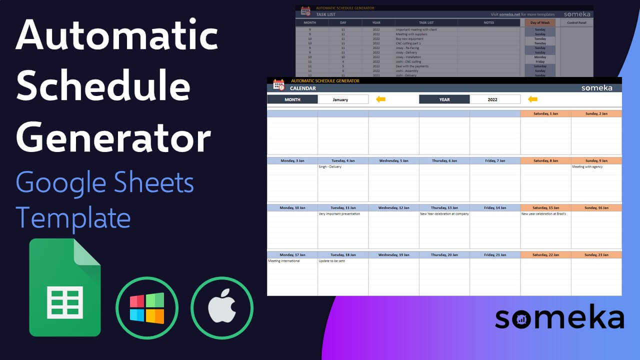 Automatic Schedule Generator Template - Someka Excel Template Video