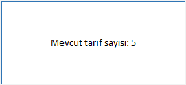 Menüde yer alan tarif sayısı