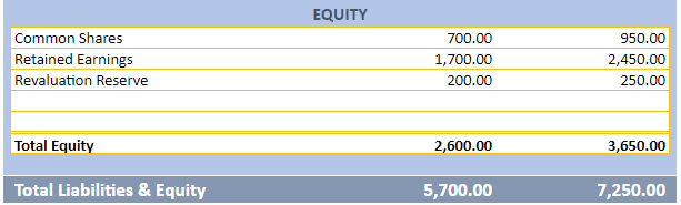 Balance sheet format in Google Sheets