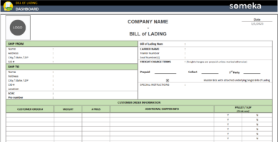 Bill Of Lading Excel Template