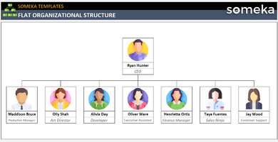 Flat-Organizational-Chart-Someka-Example-SS1