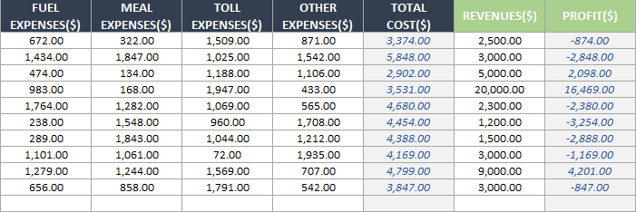 expense tracking in business trips example template