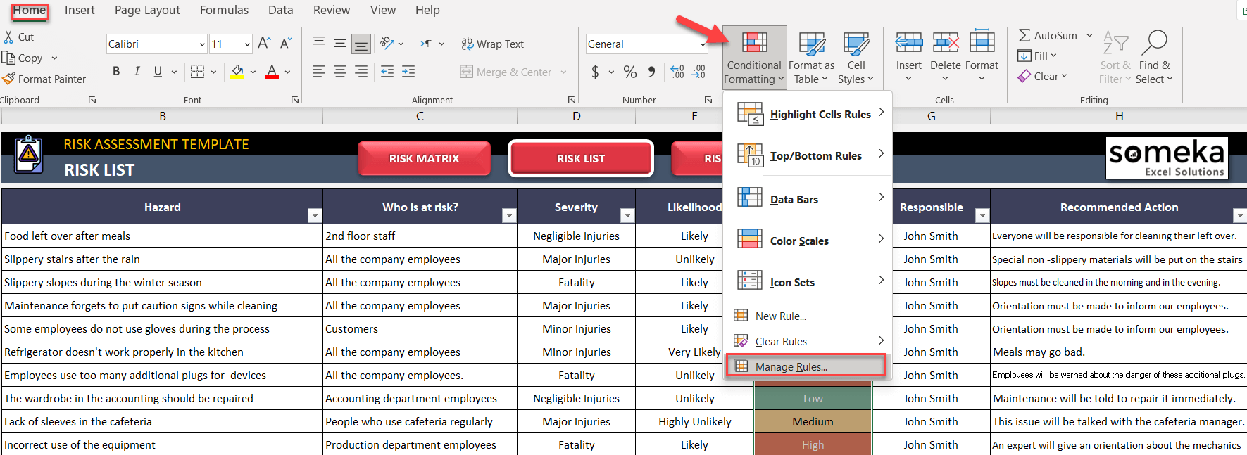 Changing conditional formatting in Excel