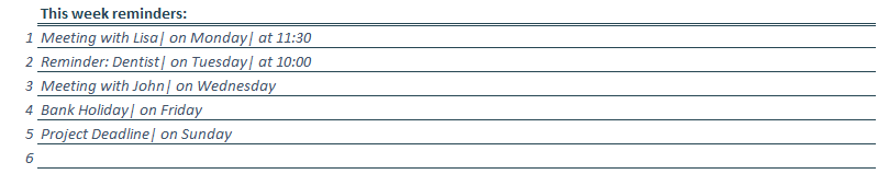 Excel event reminder template