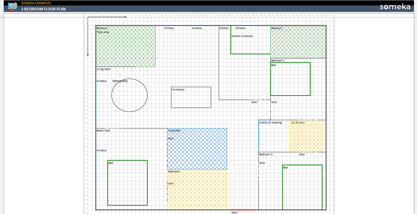 3 Bedroom Floor Plan Someka Example Cover