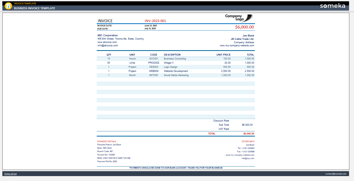Business Invoice Template [Free Template]
