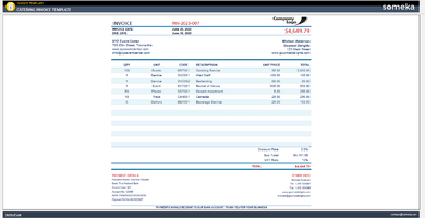 Catering Invoice Template Someka Example Cover