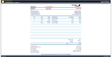 Cleaning Invoice Template Someka Example Cover