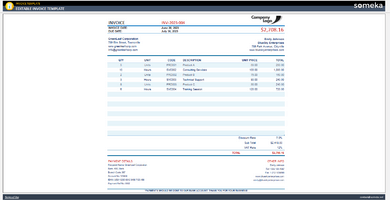 Editable Invoice Template Someka Example Cover