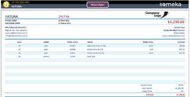 Excel Fatura Şablonu