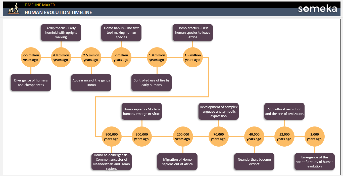 Human Evolution Timeline Someka Example Cover