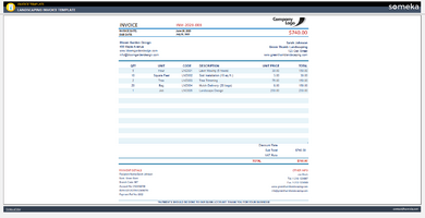 Landscaping Invoice Template Someka Example Cover