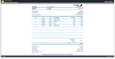 Medical Invoice Template Someka Example Cover