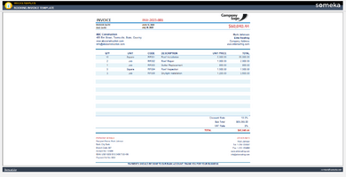 Roofing Invoice Template Someka Example Cover