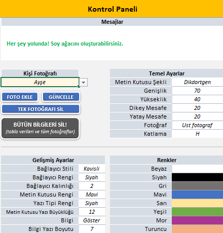 Excel genogram örneği şablon