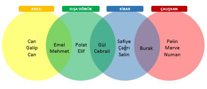 excel'de venn diyagramı nasıl yapılır