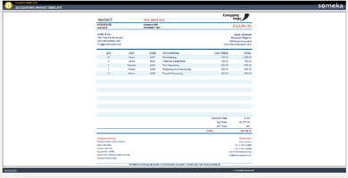 Accounting Invoice Template Someka Example Cover