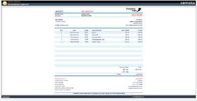 Actor Invoice Template Someka Example Cover