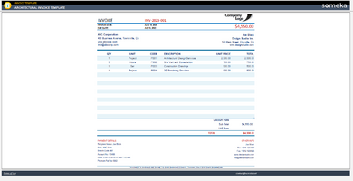 Architectural Invoice Template Someka Example Cover