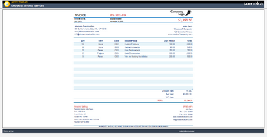 Carpenter Invoice Template Someka Example Cover