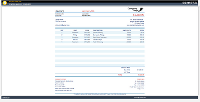 Dental Invoice Template Someka Example Cover