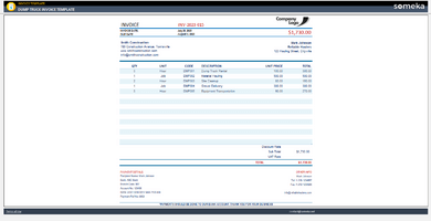 Dump Truck Invoice Template Someka Example Cover