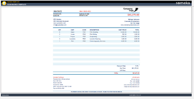 Film Invoice Template Someka Example Cover