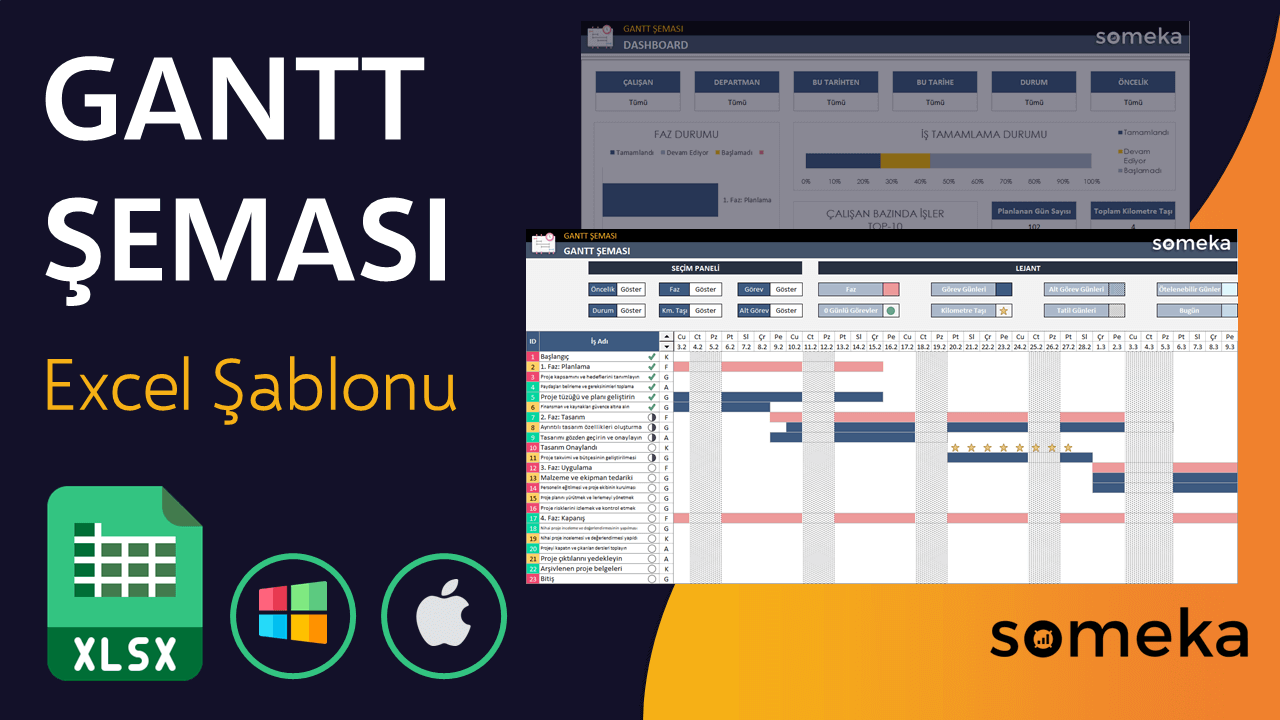 Gantt Şeması Şablonu - Someka Excel Şablonu Video