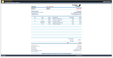 Interpreter Invoice Template Someka Example Cover