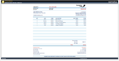 Makeup Artist Invoice Template Someka Example Cover