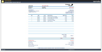 Massage Therapy Invoice Template Someka Example Cover