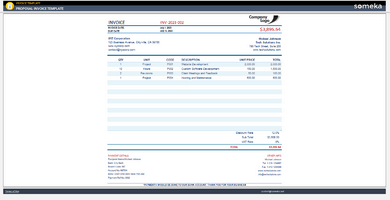 Proposal Invoice Template Someka Example Cover