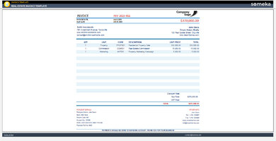 Real Estate Invoice Template Someka Example Cover