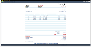 Therapist Invoice Template Someka Example Cover