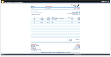 Time And Materials Invoice Template Someka Example Cover