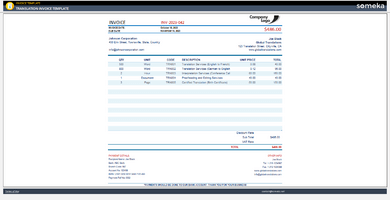 Translation Invoice Template Someka Example Cover