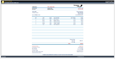 Tutoring Invoice Template Someka Example Cover